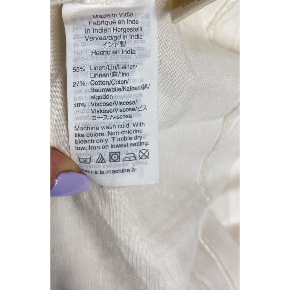 MADEWELL White Button Waist Cotton/Linen Blend Wrap Midi Dress US 6 NWT - Picture 11 of 14